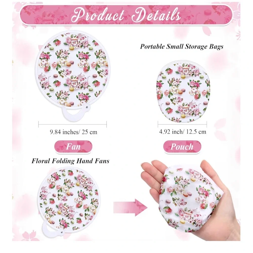 NEW 30 Sets Tea Party Bridal Shower Favors Foldable Fans Thank You Gift Bags